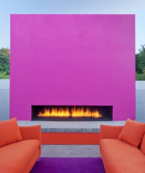 Love this outdoor fireplaces colours, Saguaro Hotel