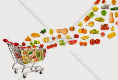 Food Products Flying Out Of Shopping Cart